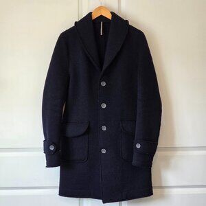 Altatensione Italian Men Trenchcoat, EU52/US42, Blue, Wool/Polyester